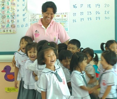 young students with teacher new